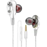 3.5mm In-Ear kopfhörer mit Kabel Kopfhörer Stereo in Ear kopfhörer Kabel Ohrhörer mit Mikrofon und Lautstärkeregler, Leichte Ohrhörer mit 3.5mm Kopfhörern Weiß