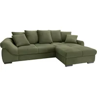 Ecksofa MR. COUCH "Livorno L-Form", grün (microfaser 12 grün), B:266cm H:66cm T:188cm, Microfaser (Grundgewebe - 100% Polyester; Nutzschicht- 90% Polyester / 10% Polyamide), Sofas, inkl. Hochschläfer-Bettauszug, XL-Bettkasten weiß beschichtet