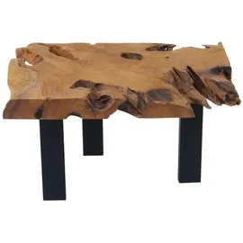 Sam Couchtisch Beistelltisch massiv Teakholz naturbelassen 80x80x40 cm schwarz IBIZA