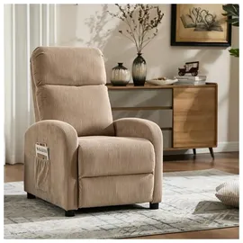Hti-Living Liegesessel Jasna Cord 66,5 x 103 x 70 cm Braun mit Relaxfunktion
