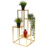 DanDiBo Ambiente DanDiBo Blumentreppe Metall Gold 82 cm Pflanzentreppe Blumenständer 96505 Blumensäule Modern Pflanzenständer Blumenhocker