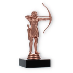 Pokal Kunststofffigur Bogenschützin bronze auf schwarzem Marmorsockel 16,5cm