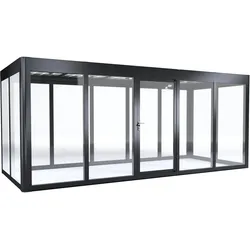 SunElements Design Gewächshaus SunGarden Energy mit Photovoltaikdach 5.2 anthrazit-metallic, Wände: 6mm Acrylglas klar, Dach: Doppelglasmodule 40 % Transparenz