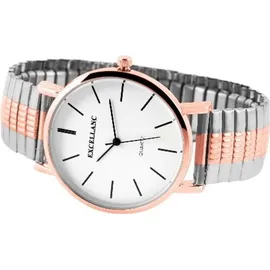 Excellanc Herrenuhr Armbanduhr Edelstahl Zugband bicolor Analog Quartzwerk