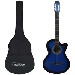 12-tlg. Western Gitarren-Set mit Equalizer und 6 Saiten Blau