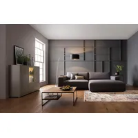 Ecksofa MUSTERRING "LUCIA zeitlos, bequem, schöne Detailverarbeitung Breite 296cm, L-Form", grau (anthrazit), B:296cm H:81cm T:190cm, Flachgewebe VALMONT (60% Baumwolle/40% Leinen);Leder PURO, pigmentiertes Leder;Microfaser CRONA (100% Polyester);Flachgewebe FLORIS (100% Polyester);Leder BAX, pigmentiertes Leder, Sofas, Ecksofa