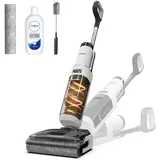 Tineco Floor One Stretch S6 Nass Trockensauger, 180°-Flachdesign Saugwischer 13cm Liegehöhe, 70°C 5min FlashDry Selbstreinigung, 3-Seitige Kantenreinigung 40min Laufzeit Reinigung unter tiefen Möbeln