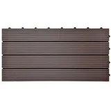 euroharry WPC-Fliesen 2m2 WPC Fliesen 3D Maserung anthrazit Holz Terrassenfliesen Boden braun 300 mm x 600 mm