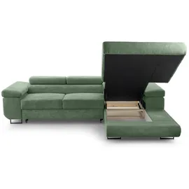 ax living Eckcouch Cord L-Form 3-Sitzer Salbeigrün