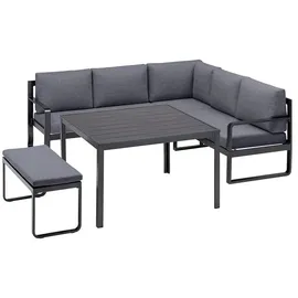 Kettler Ocean Casual Dining Dininglounge Tisch 112,5x112,5cm Aluminium/Polyester Dunkelgrau|Hellgrau