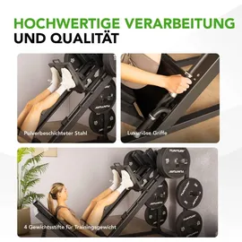 Tunturi Leg Press/Hack Squat Kraftstation – Plate-Loaded Heimtrainer – Beintraining schwarz