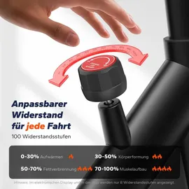 Merach Heimtrainer Fahhrad für Zuhause, leises Fitnessbike mit Lcd-display, Magnetischer Widerstand, 8 Widerstandsstufen, bis 150 KG belastbar