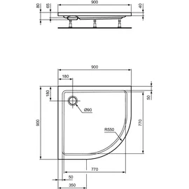 Ideal Standard Hotline New Viertelkreis-Duschwanne, K278001