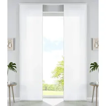 Gardinenbox 2er Set Schiebegardinen Flächenvorhänge Mikrofaser Vorhang Gardine Schiebe HxB 245x60 cm Weiß