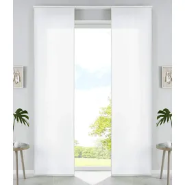 Gardinenbox 2er Set Schiebegardinen Flächenvorhänge Mikrofaser Vorhang Gardine Schiebe HxB 245x60 cm Weiß