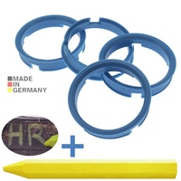 4X Zentrierringe 72,6 x 64,2 mm Hellblau Felgen Ringe + 1x Reifen Kreide Fett Stift