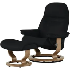 Stressless Relaxsessel mit Hocker Leder Sunrise L , schwarz , Maße (cm): B: 88 H: 103 T: 78.0