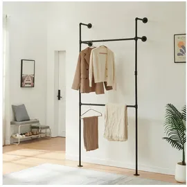 [en.casa] Kleiderstange Wandmontage Kenävatka 222x105x31 cm Stahl Schwarz [en.casa]