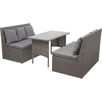 Mendler Poly-Rattan Garnitur HWC-G16, Garten-/Lounge-Set Sitzgruppe, Gastronomie 2x2er Sofa