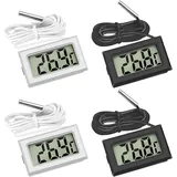 Mini-Digital-LCD-Thermometer für Kühlschrank, Gefrierschrank, Aquarium – Schwarz und Weiß (4er-Pack)