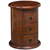 Massivmoebel24 Nachttisch rund Akazie 42x42x55 nougat lackiert oxford #337