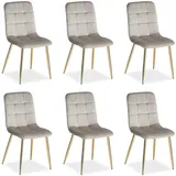 Homestyle4u Esszimmerstuhl 6er Set in Beige und Gold, Samt 2335,