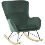 Beliani Schaukelsessel ELLAN in Grün/Schwarz/Heller Holzfarbton | Gr.: onesize