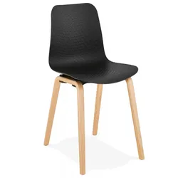Esszimmerstuhl Skandinavischer Stil mit Naturholzbeinen | Designerstuhl mit Kunststoffsitz in Schwarz | Nordisches Design | Kadima Design
