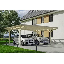 SKANHOLZ Odenwald Flachdach Doppelcarport aus Leimholz 6,40 x 5,41 m unbehandelt