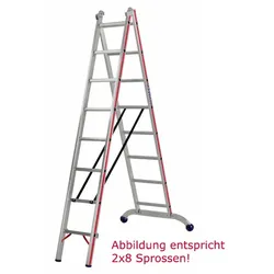 Mehrzweckleiter Hymer zweiteilig Strangpress 2x6 Sprossen erhöhte Rutschfestigkeit durch Riffelung der Trittfläche