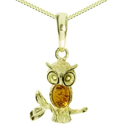 Kette mit Anhänger OSTSEE-SCHMUCK "Ostsee-Schmuck Kette mit Anhänger Eule Kette mit Anhänger Eule" Gr. 42, gold, Halsketten, Damen, 42cm, Silber 925 (Sterlingsilber), L: 42