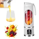 Hojalis Tragbarer Mixer Smoothie Maker To Go, 450 ML Portable Blender mit LED Display&12 Klingen,USB Wiederaufladbar, Kleiner Mixer für Reisen Fitnessstudio Büro Sport Shakes Drinks & Smoothies