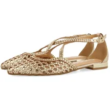 Gioseppo Leskovic Ballerinas aus Leder, Blau, mit Schnürung für Damen, Platinfarben, 37 EU