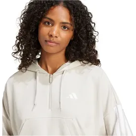 adidas Essentials 3-Streifen French Terry Quarter-Zip Hoodie Wonder Alumina / White XS