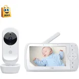 Motorola Nursery Ease 35 Babyphone mit Kamera 5,0 Zoll Video Babyphone Display Nachtsicht, Bidirektionale Kommunikation, Schlaflieder, Zoom, Raumtemperaturüberwachung - Weiß