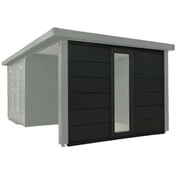 Wolff Finnhaus Seitenwand mit Fenster feststehend Terrasse 24 für Premium Metall Gartenhäuser