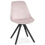 KADIMA DESIGN Esszimmerstuhl Samt Holzbeine, Retrostuhl, Gepolsterter Stuhl in Rosa-Schwarz | Gr.: onesize