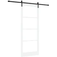 vidaXL Haustür Schiebetür ORKDAL Weiß 93 x 232 cm Massivholz Kiefer und Glas (1-St) schwarz