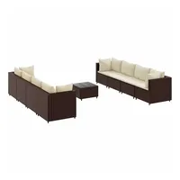 vidaXL 9-tlg. Garten-Lounge-Set mit Kissen Braun Poly Rattan