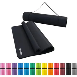 Gorilla Sports GORILLA SPORTS® Yogamatte - 190x100x1,5 cm, mit Tragegurt, - Rutschfest, Schwarz - Gymnastikmatte, Fitnessmatte, Sportmatte, Trainingsmatte, Übun... - Schwarz