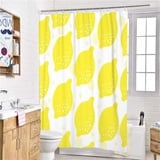 Duschvorhang 240x200 Zitrone Duschrollo Wasserabweisend Anti-Schimmel mit 12 Duschvorhangringen, 3D Bedrucktshower Shower Curtains, für Duschrollo für Badewanne Dusche