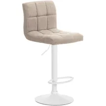 CLP Barhocker Calma Stoff 360° drehbar höhenverstellbar 60 x 40 x 100 cm Creme/Weiß