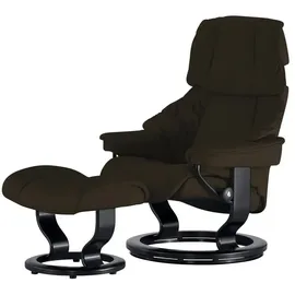 Stressless Relaxsessel Reno Leder 88 x 108 x 78 cm Braun mit Hocker