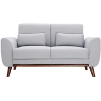 Skandinavisches Sofa 2-Sitzer aus hellgrauem Stoff und dunkles Holz EKTOR