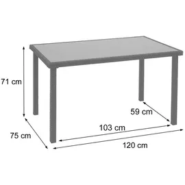 MCW Poly-Rattan Tisch G19 Braun