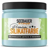 SEEBAUER diy Silikatfarbe Blau 300ml für Innen (No. 821 Arctic Blue) Atmungsaktive Mineralfarbe für Allergiker - Abwaschbare Wandfarbe - Blautöne hohe Deckkraft