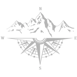 Bergkompass-Aufkleber, Aufkleber für Autohaube, Karosserie, Seitentür, Kompass, wasserfeste Aufkleber, weiß