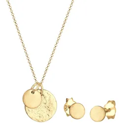Elli Plättchen Geo-Organic Halskette Ohrring 925 Silber Schmuck-Set   Damen 