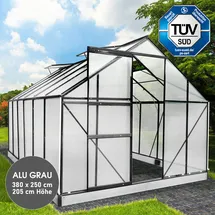 Brast Gewächshaus Aluminium Grau HKP 6 mm 9,5 m2