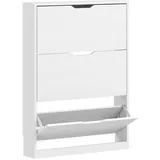 Homcom Schuhschrank 80 x 17 x 108 cm mit 3 Schubladen / weiß